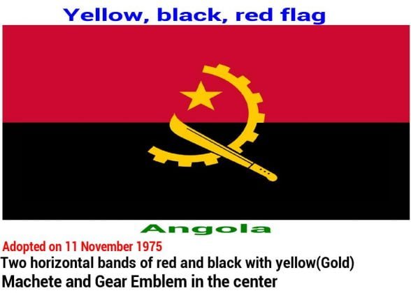 Yellow Gold Black Red Flag Countries Symbolize Meaning And Fact   Angola Yellow Black Red Flag 588x420 